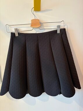 Soprano Black Scalloped Circle Skater Skirt M